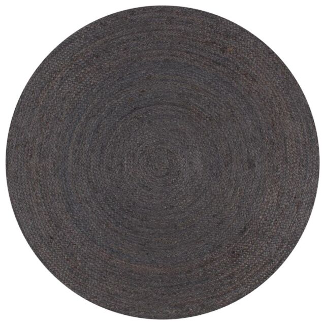Berkfield Home Handmade Rug Jute Round 150 cm Dark Grey - Size: 100 cm diameter - image 1