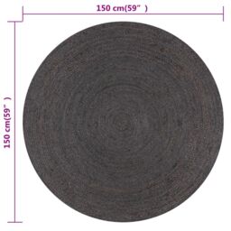 Berkfield Home Handmade Rug Jute Round 150 cm Dark Grey - Size: 100 cm diameter - thumbnail 6