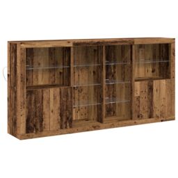 Berkfield Home Sideboard with LED Lights Old Wood 202x37x100 cm Engineered Wood in Brown - Size: 202 x 37 x 100 cm - thumbnail 2