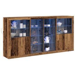 Berkfield Home Sideboard with LED Lights Old Wood 202x37x100 cm Engineered Wood in Brown - Size: 202 x 37 x 100 cm - thumbnail 3