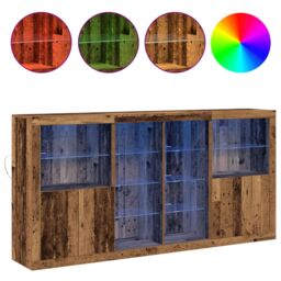 Berkfield Home Sideboard with LED Lights Old Wood 202x37x100 cm Engineered Wood in Brown - Size: 202 x 37 x 100 cm - thumbnail 4