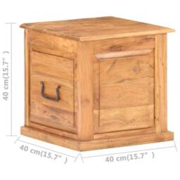 Berkfield Home Chest 40x40x40 cm Solid Acacia Wood in Brown - Size: 40 x 40 x 40 cm - thumbnail 9