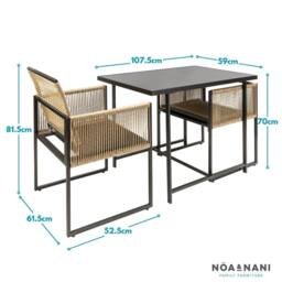 Nöa and Nani Jari Garden Table with 2 Armchairs in Black & Rattan - thumbnail 7