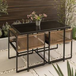Nöa and Nani Jari Garden Table with 2 Armchairs in Black & Rattan - thumbnail 2