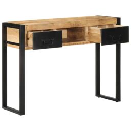 Berkfield Home Console Table 100x35x75 cm Solid Rough Wood Mango in Brown - Size: 100 x 35 x 75 cm - thumbnail 3