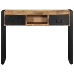 Berkfield Home Console Table 100x35x75 cm Solid Rough Wood Mango in Brown - Size: 100 x 35 x 75 cm - thumbnail 2