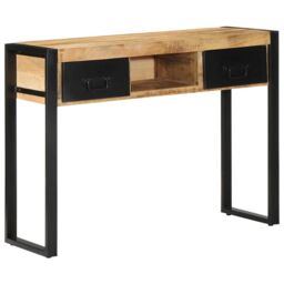 Berkfield Home Console Table 100x35x75 cm Solid Rough Wood Mango in Brown - Size: 100 x 35 x 75 cm - thumbnail 1
