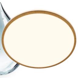 BRILONER Bathroom LED Ceiling Light Lamp IP44 Wood Frame 33cm 18W 1850lm in Brown - thumbnail 3