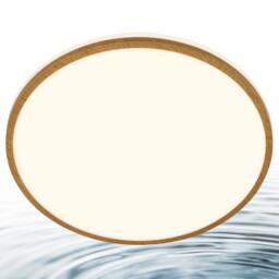 BRILONER Bathroom LED Ceiling Light Lamp IP44 Wood Frame 33cm 18W 1850lm in Brown - thumbnail 2