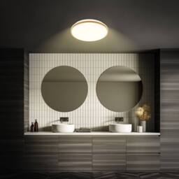 BRILONER Bathroom LED Ceiling Light Lamp IP44 Wood Frame 33cm 18W 1850lm in Brown - thumbnail 7