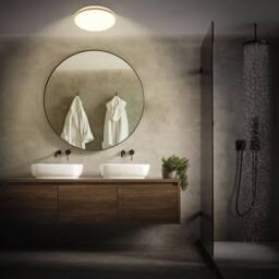 BRILONER Bathroom LED Ceiling Light Lamp IP44 Wood Frame 33cm 18W 1850lm in Brown - thumbnail 9