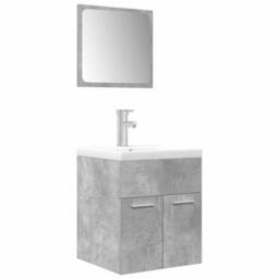 Berkfield Home Practical 3 Piece Bathroom Furniture Set Concrete Grey Engineered Wood - thumbnail 3
