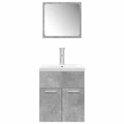 Berkfield Home Practical 3 Piece Bathroom Furniture Set Concrete Grey Engineered Wood - thumbnail 4