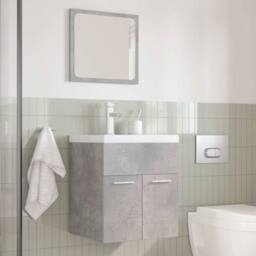 Berkfield Home Practical 3 Piece Bathroom Furniture Set Concrete Grey Engineered Wood - thumbnail 1