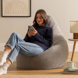 icon Dalton Medium Bean bag, Corduroy in Light Grey - thumbnail 2