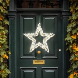 mysmartbuy Pre Lit LED Star Wreath - Warm White Lights, 5m Cable