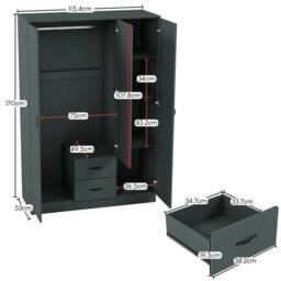 Home Discount Vida Designs 3Pc Bedroom Set 3Bedside, 4 Drawer Chest, Mirror Wardrobe in Green - thumbnail 7