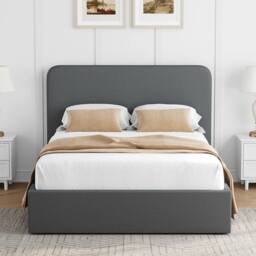 FWStyle Grey Upholstered Double Ottoman Lift Up Storage Bedframe - thumbnail 2