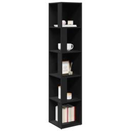 Berkfield Home Stylish Corner Cabinet Black 33x33x164.5 cm Engineered Wood - thumbnail 4