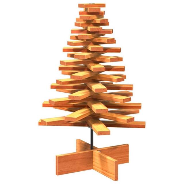 Berkfield Home Wooden Christmas Tree for Decoration Wax Brown 80 cm Solid Wood Pine - image 1