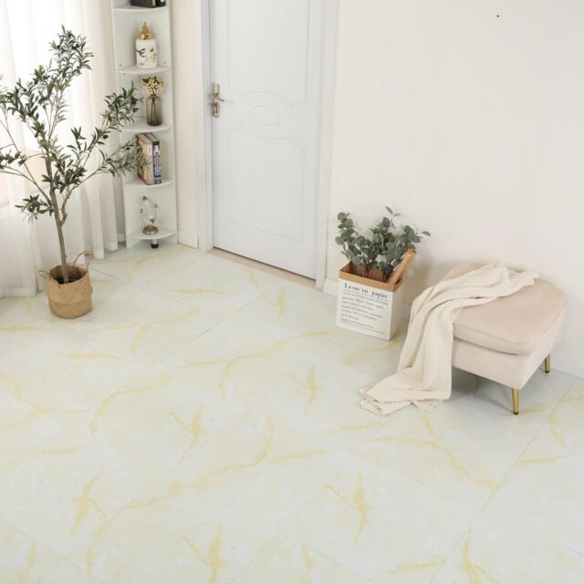 Gr8 Home 3.34m² Floor Tiles Self Adhesive Marble Effect PVC Flooring in Gold - image 1