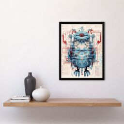 Artery8 Wall Art Print Bird Robot Hybrid Schematic Blue Futuristic Secret Spy Cam Complex Arcane Manuscript Gift For Him Man Cave Art Framed - thumbnail 4