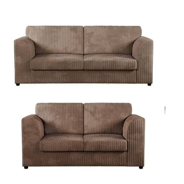 SOFASELECTION UK Jumbo Cord High Back 3+2 Seater Sofa Set in Beige - Size: 5 Pack - image 1