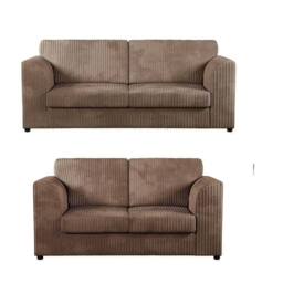 SOFASELECTION UK Jumbo Cord High Back 3+2 Seater Sofa Set in Beige - Size: 5 Pack