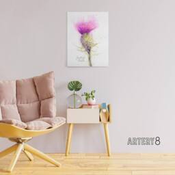 "Artery8 Scottish Thistle Flower Head Canvas Wall Art Print in Purple - Size: W18"" x H24""" - thumbnail 3