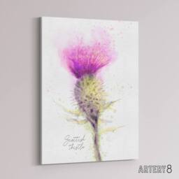 "Artery8 Scottish Thistle Flower Head Canvas Wall Art Print in Purple - Size: W18"" x H24""" - thumbnail 2