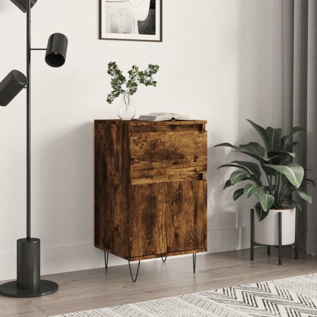 Berkfield Home Sideboard Smoked Oak 40x35x70 cm Engineered Wood in Brown - Size: 40 x 35 x 70 cm - image 1