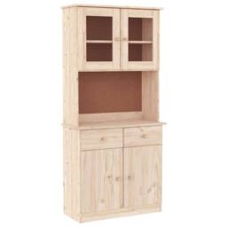 Berkfield Home Highboard ALTA 77x35x165 cm Solid Wood Pine in Light Tan - Size: 77 x 35 x 165 cm
