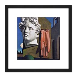 Artery8 Giorgio de Chirico Love Song 8X8 Inch Square Wooden Framed Wall Art Print Picture with Mount in Black - thumbnail 1