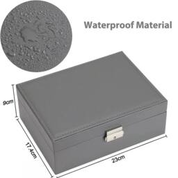 Havendro 2 Layer Large Jewellery Boxes Leather Storage Case in Grey - Size: 10 - thumbnail 2
