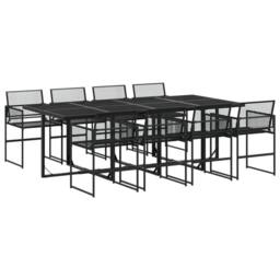Berkfield Home Beautiful 9 Piece Garden Dining Set Black Poly Rattan - thumbnail 3