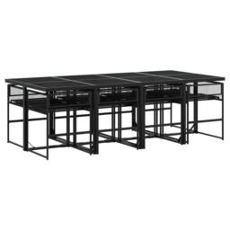Berkfield Home Beautiful 9 Piece Garden Dining Set Black Poly Rattan - thumbnail 7