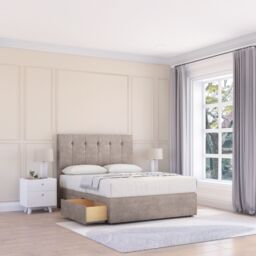"Sloomy Highbury Plush Bed Set With 4 Drawers, Mattress & 54"" Headboard in Stone - Size: King" - thumbnail 1