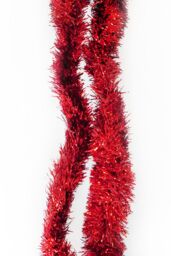 Neel Blue Christmas Tinsel Garland Shiny Metallic Fine Foil Xmas Tree Garland, 2m in Red