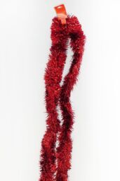 Neel Blue Christmas Tinsel Garland Shiny Metallic Fine Foil Xmas Tree Garland, 2m in Red - thumbnail 4