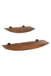 MH London Wall Shelf Set of 2 Solid Wood Wall Mounted Shelf Bookshelves - Hutch in Walnut - thumbnail 2