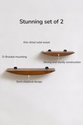 MH London Wall Shelf Set of 2 Solid Wood Wall Mounted Shelf Bookshelves - Hutch in Walnut - thumbnail 4