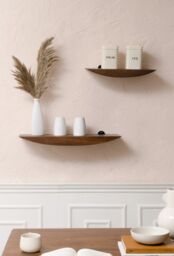 MH London Wall Shelf Set of 2 Solid Wood Wall Mounted Shelf Bookshelves - Hutch in Walnut - thumbnail 1