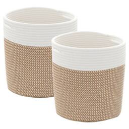 Berkfield Home Storage Baskets 2 pcs Brown & White √ò28x28 cm Cotton - Size: 28x28 cm