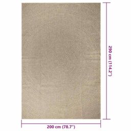 Berkfield Home Rug ZIZUR Beige 200x290 cm Jute Look Indoor & Outdoor - Size: Medium - thumbnail 9