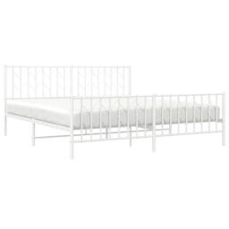 Berkfield Home Metal Bed Frame without Mattress with Footboard¬†White 183x213cm in White - Size: 183x213 cm - thumbnail 3