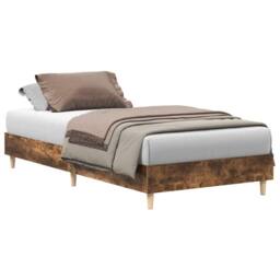 Berkfield Home Bed Frame No Mattress Smoked Oak 90x200 cm Engineered Wood in Brown - thumbnail 1