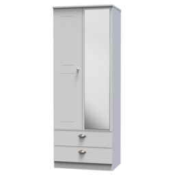 Ready Assembled 2 U Albert Tall 2 Door 2drw Mirrored Wardrobe (Ready Assembled) in Grey - thumbnail 3