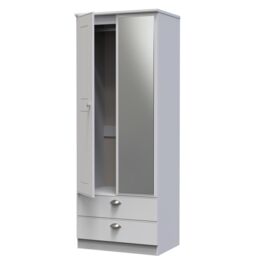 Ready Assembled 2 U Albert Tall 2 Door 2drw Mirrored Wardrobe (Ready Assembled) in Grey - thumbnail 5