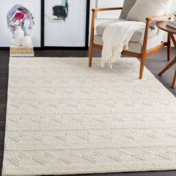 Livabliss Hygge Hand Woven Wool Cottage Rug in Off-White - Size: 90 cm x 150 cm - thumbnail 1