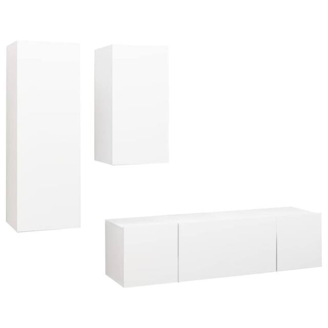 Berkfield Home 4 Piece TV Cabinet Set White Engineered Wood - image 1